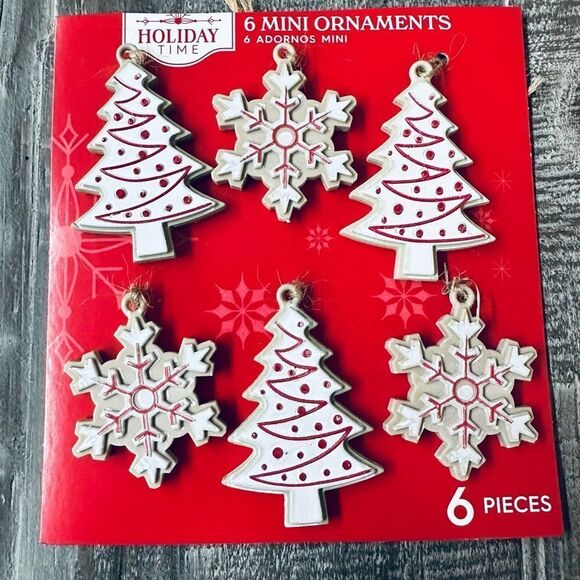Christmas Tree & Snowflake Shaped Holiday Ornaments Set - Picture 1 of 2